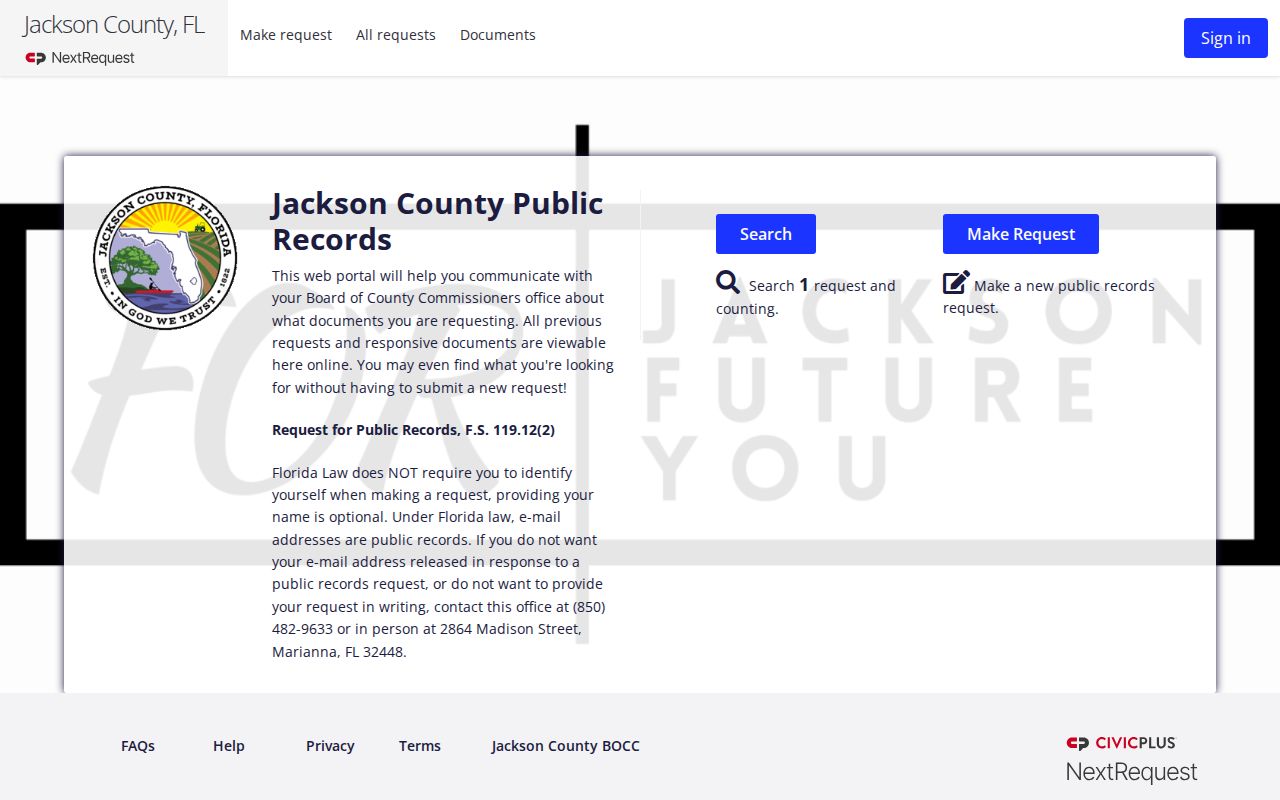 Jackson County public records request portal for a 24-hour release list