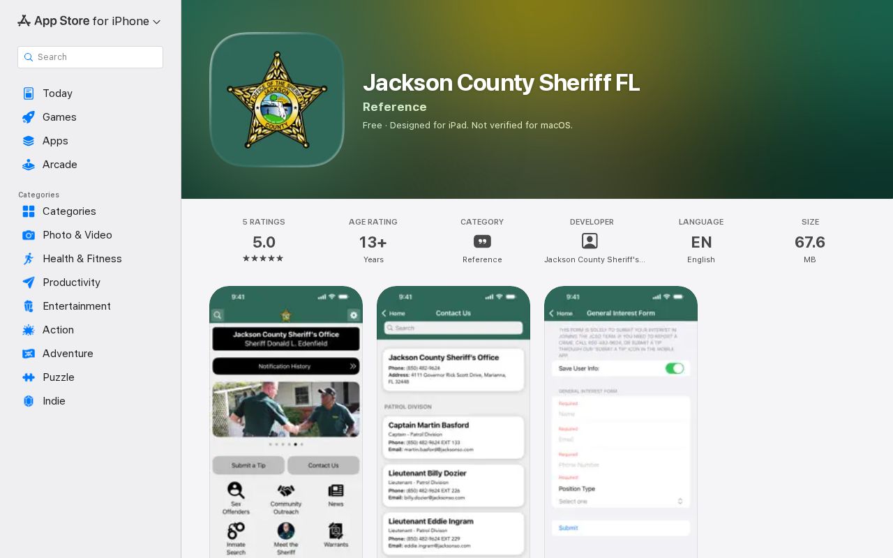 Official Jackson County Sheriff FL iOS app listing