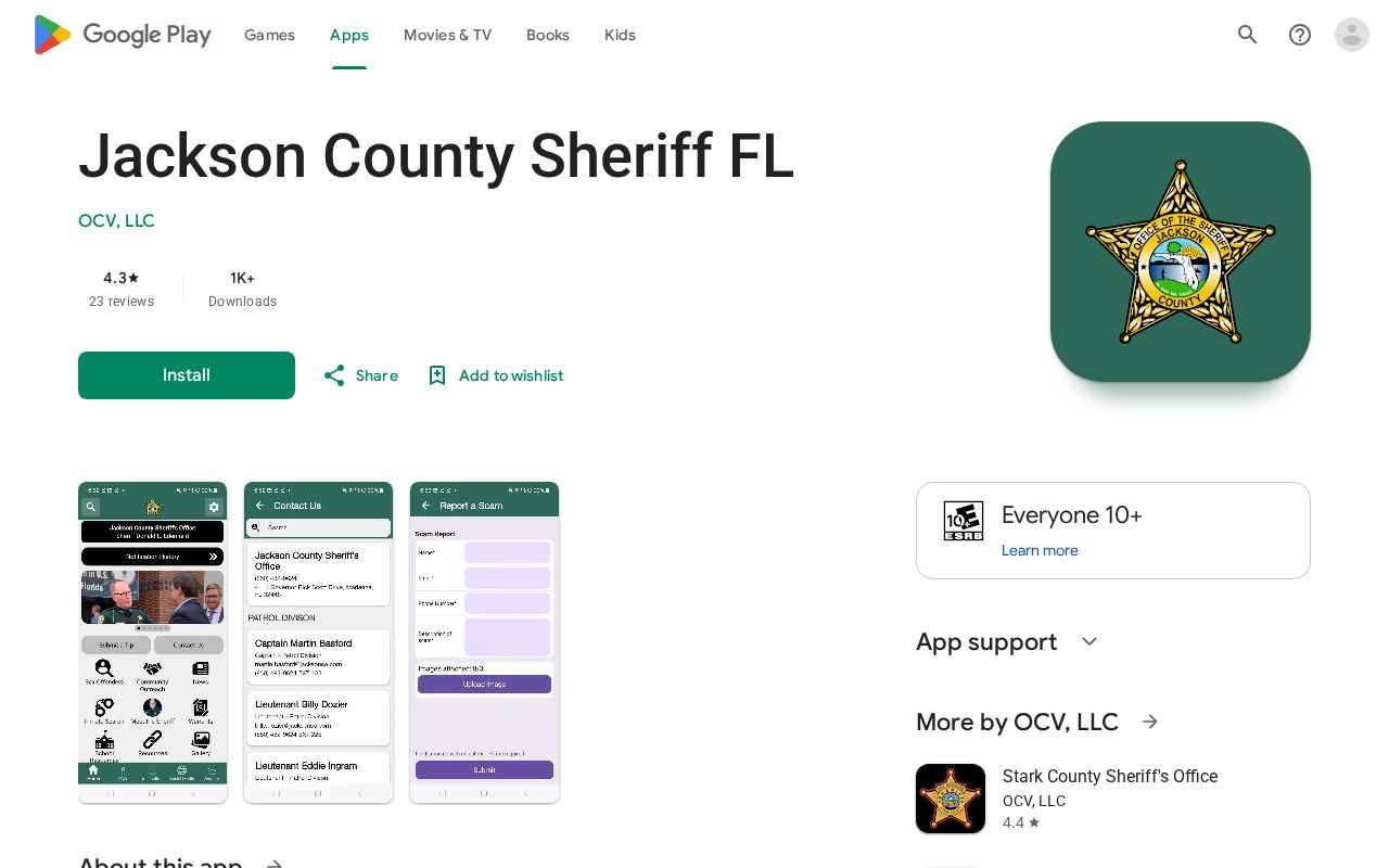 Official Android listing for the Jackson County Sheriff FL app
