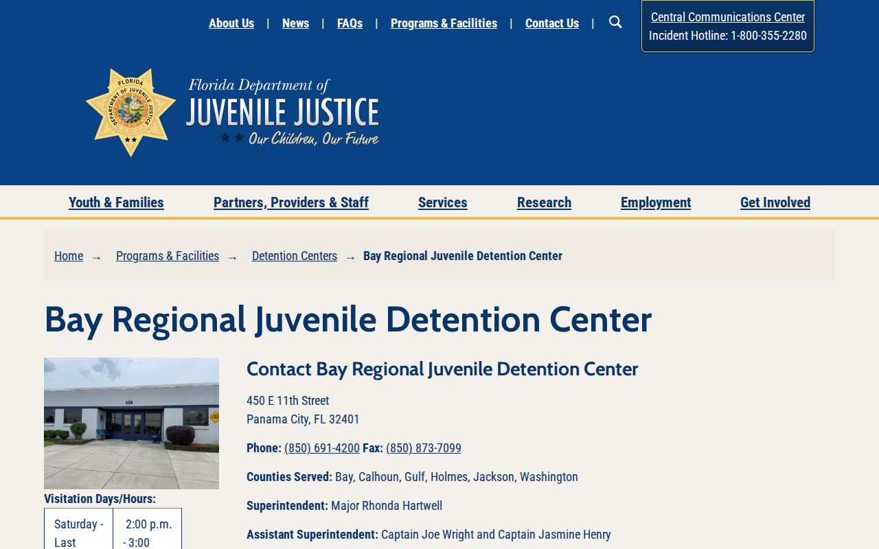 Bay Regional Juvenile Detention Center confidential youth release source