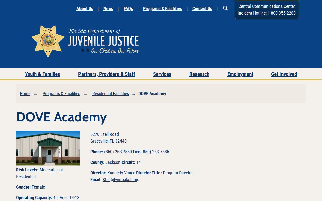 DOVE Academy juvenile release and transition contact source