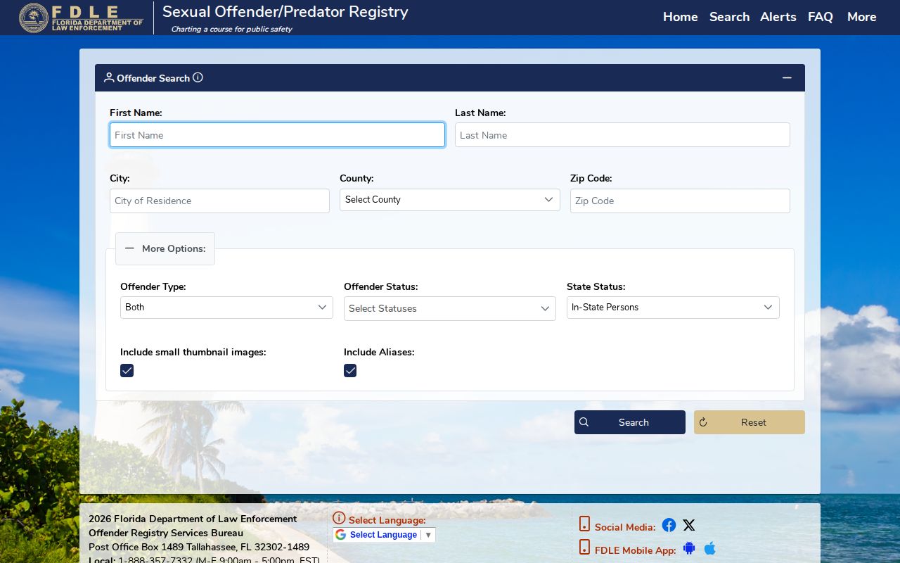FDLE registry photo source for qualifying Jackson County released records