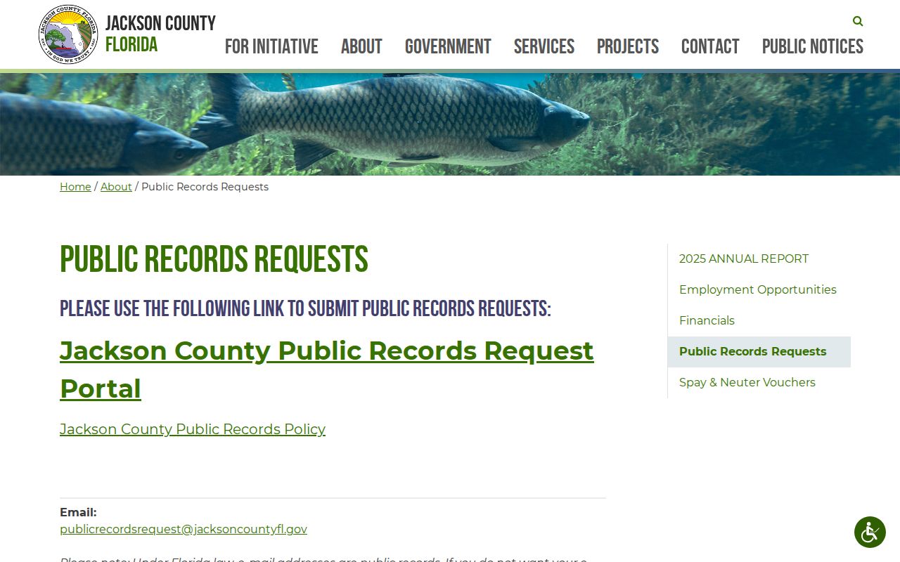 Jackson County released inmate mugshot public-record request page